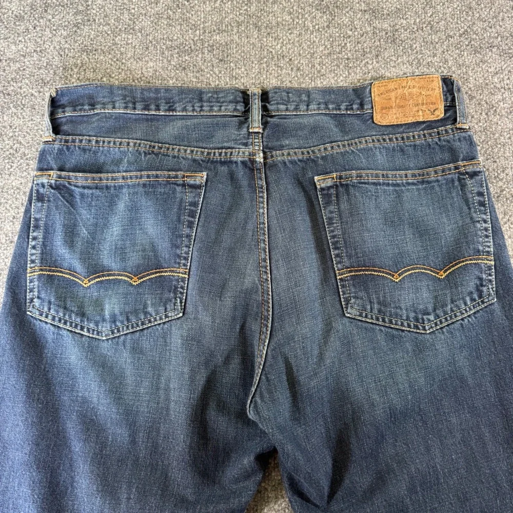 American Eagle Jeans Mens 36x32 Relaxed Straight Dark Tinted Indigo Denim 2015